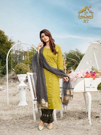 Rijiya Trends RT Brand Launches New Kurtis with Bottom And Dupatta Catalogue Vasant, Vasant Viscose Kurtis With Rayon Bottom Plazzo Catalogue In Wholesale Market, Buy Ladies Readymade Dress In Wholesale for Business